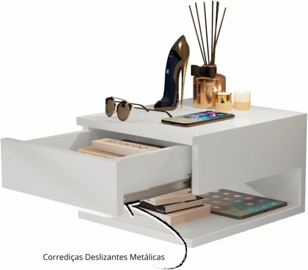 Mesas de Cabeceira Suspensa Decor  Branco Mania de Móveis - Imagem 2