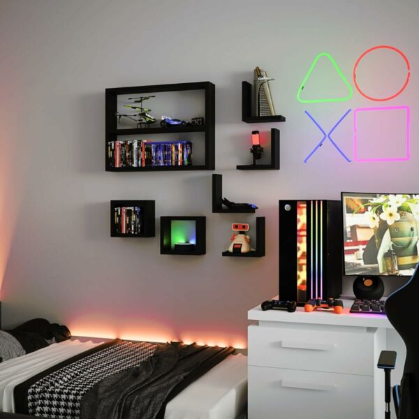 Nicho Decorativo MDF Kit 7 Unidades Organizador Estante Porta Livros Objetos - Imagem 3