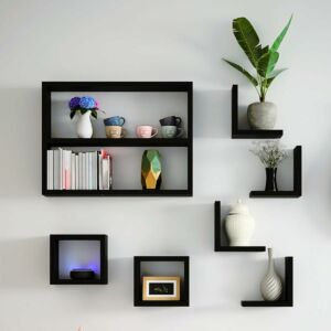 Nicho Decorativo MDF Kit 7 Unidades Organizador Estante Porta Livros Objetos