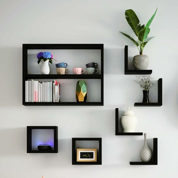 Nicho Decorativo MDF Kit 7 Unidades Organizador Estante Porta Livros Objetos