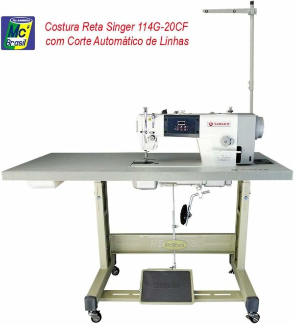 Máquina de Costura Reta Industria 114G-20CFB Corta Linha Automático 110V Singer - Imagem 3
