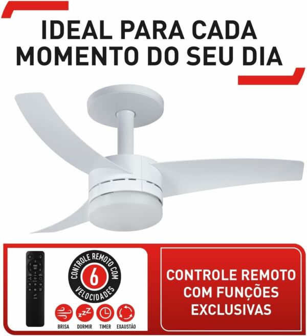 Ventilador de Teto Ultimate Bivolt Branco com 3 Pás e Controle Remoto VX13 Arno - Imagem 5