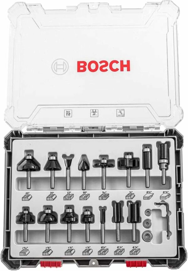 Jogo de Fresas Misto Standard Encaixe de 1/4” 15 peças Bosch - Imagem 2