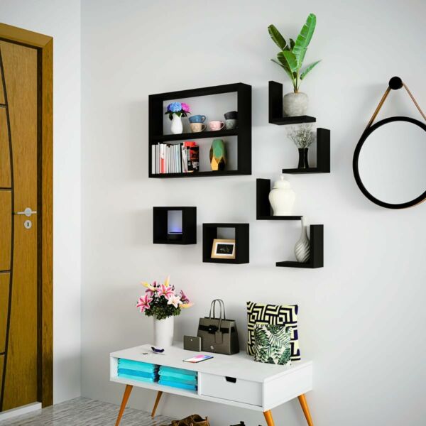 Nicho Decorativo MDF Kit 7 Unidades Organizador Estante Porta Livros Objetos - Imagem 4