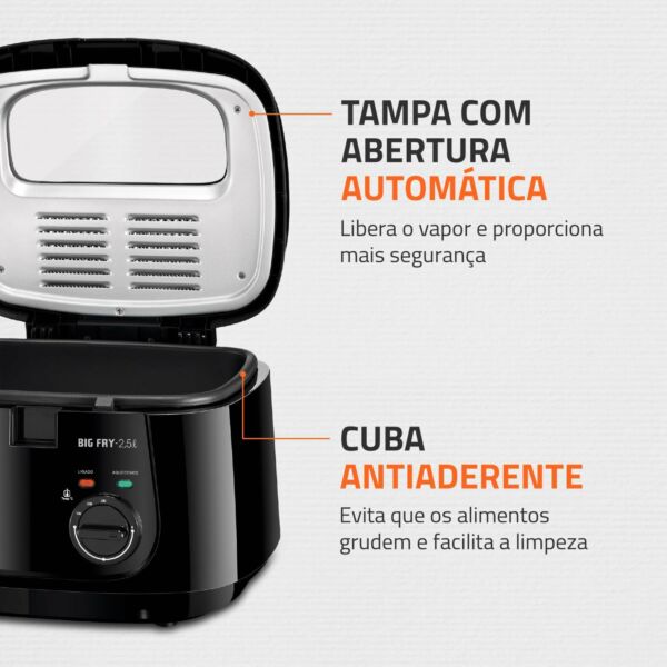 Fritadeira Elétrica Big Fry 2,5L Preto 1500W 220V Mondial - Imagem 2