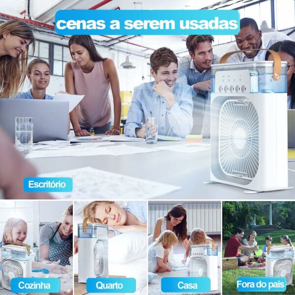 Mini Ar Condicionado Portátil Ventilador Umidificador Climatizador 600ml - Imagem 5