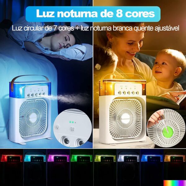 Mini Ar Condicionado Portátil Ventilador Umidificador Climatizador 600ml - Imagem 6