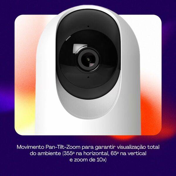 Smart Câmera Interna Inteligente PTZ 3MP Wi-Fi Sensor Movimento e Ruído, Áudio Bidirecional Visão Noturna Alerta Sonoro Compatível com Alexa e Google Chromecast HISCPT01WT Geonav - Imagem 3