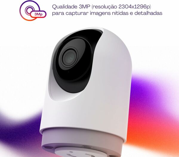Smart Câmera Interna Inteligente PTZ 3MP Wi-Fi Sensor Movimento e Ruído, Áudio Bidirecional Visão Noturna Alerta Sonoro Compatível com Alexa e Google Chromecast HISCPT01WT Geonav - Imagem 2