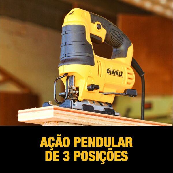 Serra Tico-Tico Orbital Velocidade Variável 650W de Ação Pendular e Engate Rápido 110V DWE300 DEWALT - Imagem 4