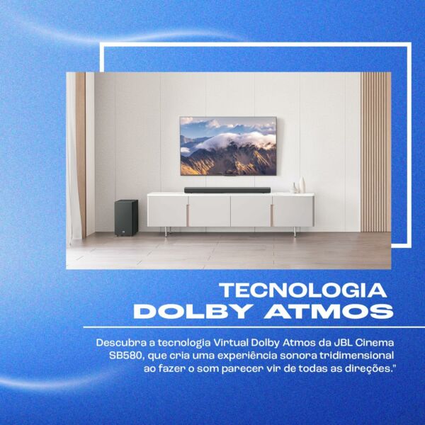 Barra de Som Soundbar Cinema SB580 Subwoofer Dolby Atmos 440W RMS JBL - Imagem 4