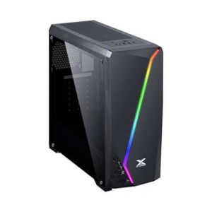 GABINETE GAMER VX GAMING LYNX COM LATERAL ACRÍLICA PRETO FITA LED RGB FRONTAL E COVER DE FONTE - VINIK