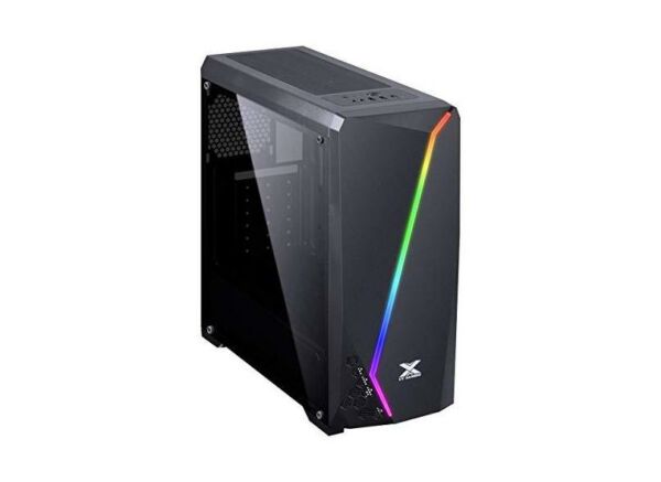 GABINETE GAMER VX GAMING LYNX COM LATERAL ACRÍLICA PRETO FITA LED RGB FRONTAL E COVER DE FONTE - VINIK