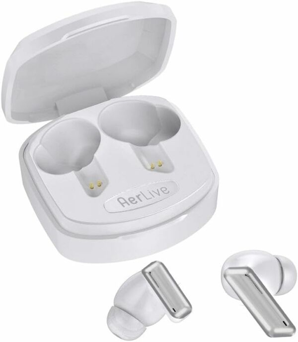 Fone de Ouvido TWS Aerlive Bluetooth Autonomia 4,5* horas Microfone Estojo carregador AER12WT Branco Geonav - Imagem 2