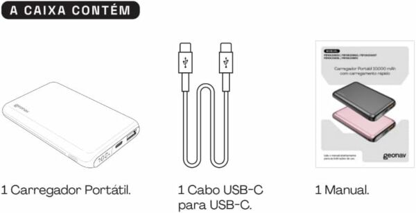 Bateria Externa Portátil Power Bank 10.000mAh PB10K20WSG Geonav - Imagem 2