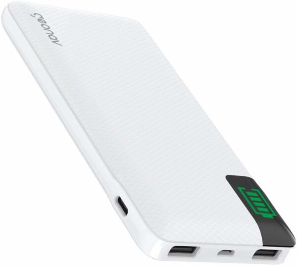Bateria Externa Portátil Power Bank 10.000mAh Led Indicador de Bateria PB10KWT Branco Geonav - Imagem 2