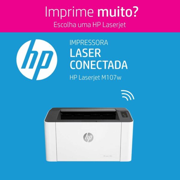 Impressora HP Laser 107w Tecnologia Impressão Laser Wi-Fi para Pequenas e Médias Empresas USB 2.0 alta Velocidade (4ZB78A) - Imagem 8