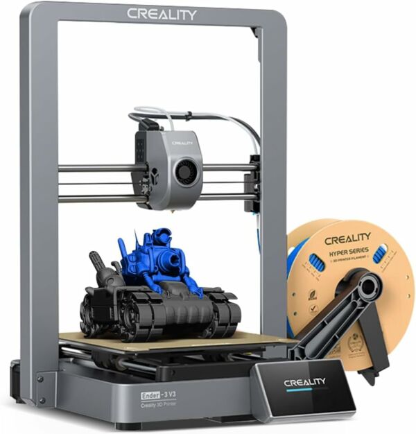 Impressora 3D oficial Creality Ender 3 V3 velocidade de impressão de 600 mm/s Atualizada com Sistema Core XZ Motion Extrusão sem Obstruções Aquecedor Hotend de 60 W e 300 ℃ Nivelamento Automático