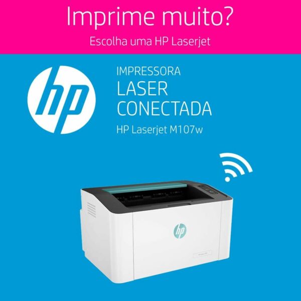 Impressora HP Laser 107w Tecnologia Impressão Laser Wi-Fi para Pequenas e Médias Empresas USB 2.0 alta Velocidade (4ZB78A) - Imagem 6