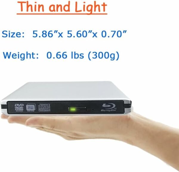 Leitor Gravador de DVD Externo Usb 3.0 Portátil Externo 6X BD-R Blu-Ray Burner Pop-Up Drive Óptico para Asus ZenBook Pro Duo - Imagem 6