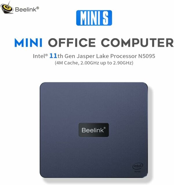 Mini PC Beelink Mini S Intel 11ª Geração 8GB DDR4 RAM 256GB SSD Windows 11 Pro HDMI 4K - Imagem 2