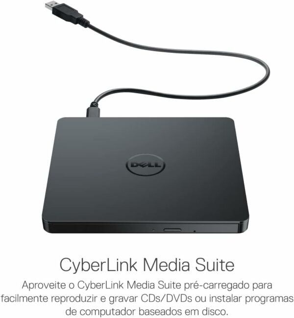 Gravador DVD Externo Dell Slim Portátil USB Preto DW316 - Imagem 5