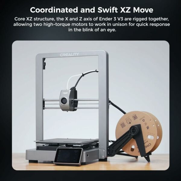 Impressora 3D oficial Creality Ender 3 V3 velocidade de impressão de 600 mm/s Atualizada com Sistema Core XZ Motion Extrusão sem Obstruções Aquecedor Hotend de 60 W e 300 ℃ Nivelamento Automático - Imagem 2