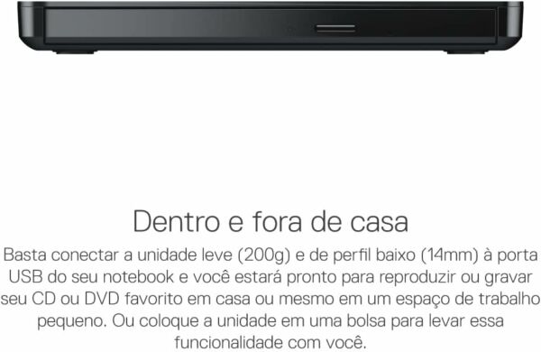 Gravador DVD Externo Dell Slim Portátil USB Preto DW316 - Imagem 6