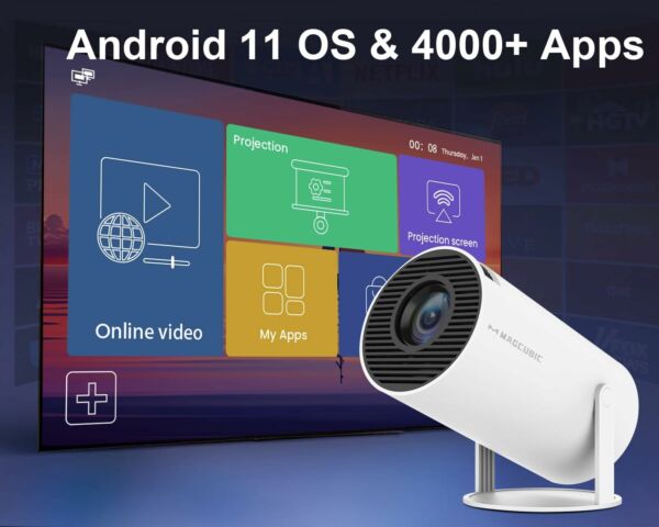 Mini Projetor Portatil 5G Wifi 6 BT 5.0 Android 11 4K 1080P Full HD - Imagem 6