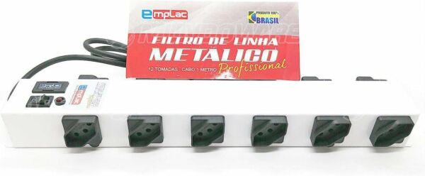 Filtro De Linha Profissional Protetor Eletrônico 12 Tomadas Espaçacadas Extensão Régua CFTV Bivolt Modelo F50103 - Imagem 3