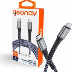 Cabo Carregador Lightning Apple Ultra Resistente Kevlar 2MT LIUC02K Azul/Cinza Geonav