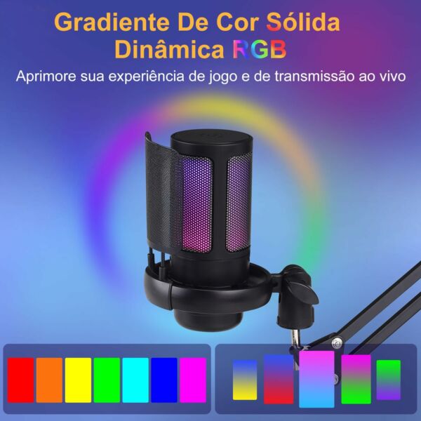 Microphone Condensador de Mesa com Braço Live Podcast Gravação de Audio Karaoke Gamer Youtuber DJ - Imagem 2