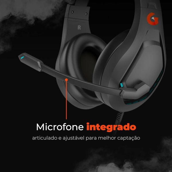 Fone de Ouvido Headset Gamer Thunder Light GOOD GAME RGB 7.1 Virtual Driver 50mm Microfone Omnidirecional Conexão USB G3HS01BK Preto Geonav - Imagem 4