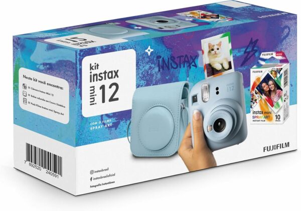 Câmera Instantânea Instax Mini 12 com Pack 10 Fotos e Bolsa Azul Candy - Imagem 2