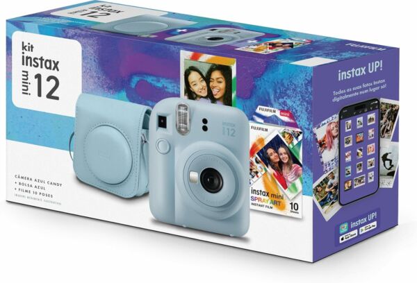Câmera Instantânea Instax Mini 12 com Pack 10 Fotos e Bolsa Azul Candy - Imagem 3