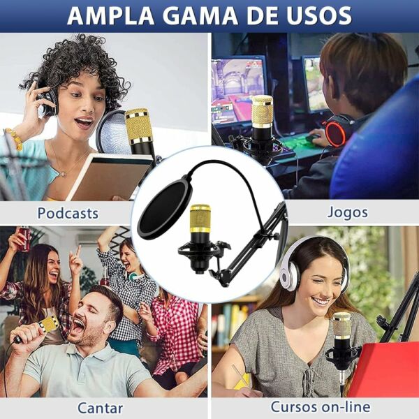 Kit Interface de Áudio Estúdio Mesa V8S Microfone Estúdio Profissional Condensador BM800 Microfone Com Braço Articulado Locução Live Stream - Imagem 5