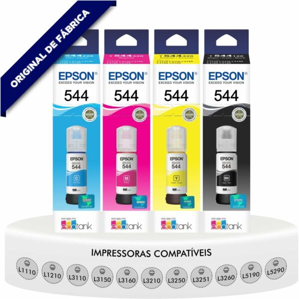 Kit Tintas Epson T544 Original 4 cores L3110 L3150 Lacrado - Imagem 6