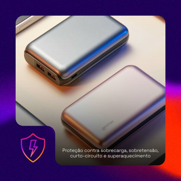 Bateria Externa Portátil Power Bank 20.000mAh PB20K20WSG Geonav - Imagem 10