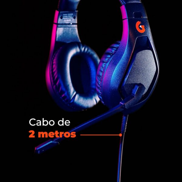 Fone de Ouvido Headset Gamer Thunder Light GOOD GAME RGB 7.1 Virtual Driver 50mm Microfone Omnidirecional Conexão USB G3HS01BK Preto Geonav - Imagem 7