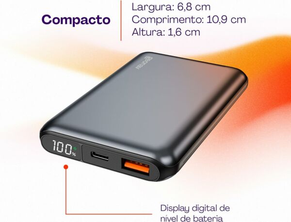 Bateria Externa Portátil Power Bank 10.000mAh PB10K20WSG Geonav - Imagem 6