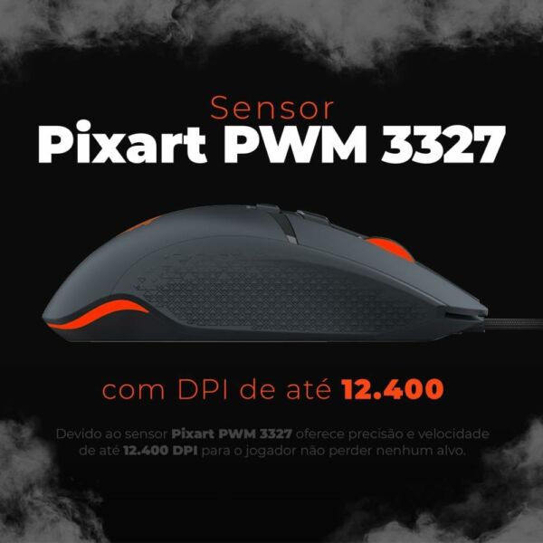 Mouse Gamer Phantom Light Good Game Sensor Óptico DPI 12.400 LED RGB G3MS01BK Preto Geonav - Imagem 4